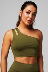 asymmetrical double strap midi bra