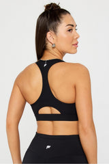 essential front zip medium impact sports bra