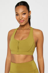 essential front zip medium impact sports bra