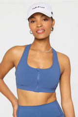 essential front zip medium impact sports bra