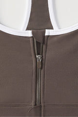 essential front zip medium impact sports bra