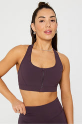 essential front zip medium impact sports bra