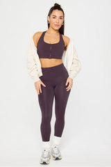 essential front zip medium impact sports bra