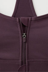 essential front zip medium impact sports bra