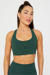 essential front zip medium impact sports bra