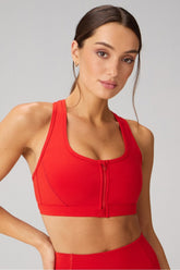 essential front zip medium impact sports bra