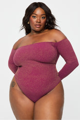 nearly naked luxe shapewear off-the-shoulder bodysuit