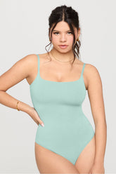 snug cotton strappy thong bodysuit