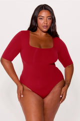 nearly naked shapewear 3/4 sleeve bodysuit