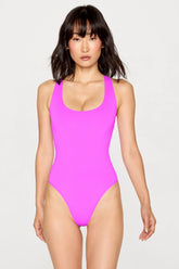 stretchy fit racerback thong bodysuit