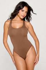 stretchy fit racerback thong bodysuit
