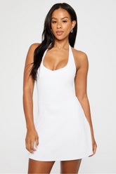 pureluxe halter mini dress