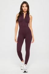 seamless scrunch zip front jumpsuit