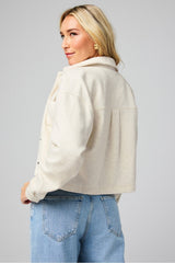 cozy fleece cropped shirt jacket