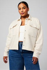 cozy fleece cropped shirt jacket