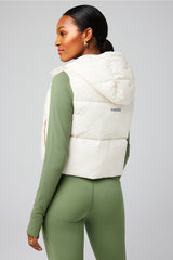 essential cropped hooded puffer vest