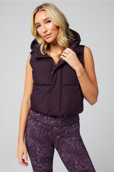 essential cropped hooded puffer vest