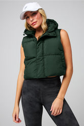 essential cropped hooded puffer vest