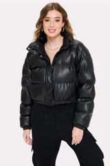 leatherette bomber jacket