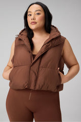 essential cropped hooded puffer vest