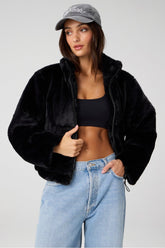 faux fur cropped full-zip jacket