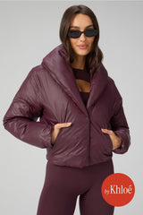 shawl collar puffer shine jacket