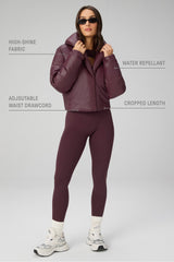 shawl collar puffer shine jacket