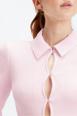 terry long-sleeve cut out top