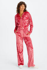 crushed velour zip up hoodie