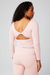 oasis twist built-in bra long-sleeve top