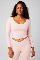 oasis twist built-in bra long-sleeve top