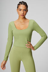 oasis twist built-in bra long-sleeve top
