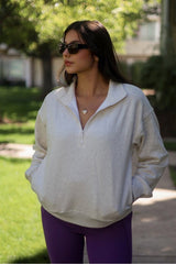 cozy fleece half zip sweatshirt