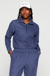 cozy fleece half zip sweatshirt