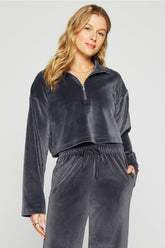 plush rib half zip sweatshirt