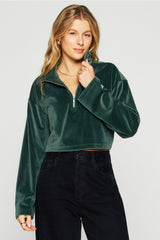 plush rib half zip sweatshirt