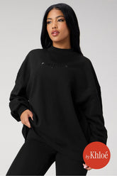 cozy fleece oversized mock neck sweatshirt