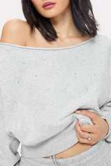 bling thing off-the-shoulder sweatshirt