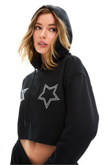 cozy fleece starry cropped hoodie