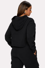 cozy fleece starry cropped hoodie