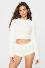fuzz me long sleeve cropped top