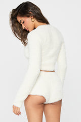 fuzz me long sleeve cropped top