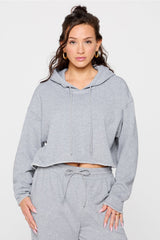 year round terry cropped hoodie