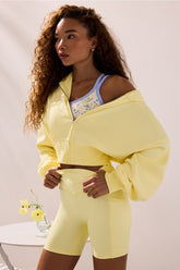 year round terry cropped full-zip hoodie