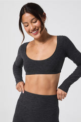 luxe360 heatherflex long-sleeve crop top