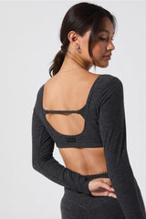 luxe360 heatherflex long-sleeve crop top