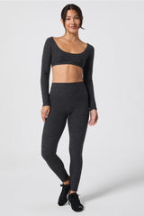 luxe360 heatherflex long-sleeve crop top