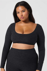luxe360 heatherflex long-sleeve crop top