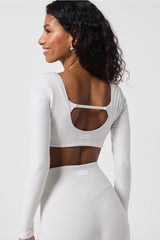 luxe360 heatherflex long-sleeve crop top