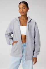 cozy fleece oversized zip up hoodie